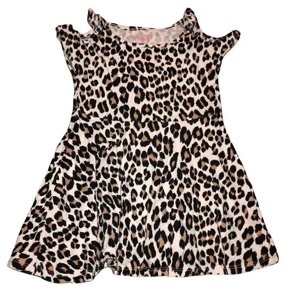The Children’s Place Leopard Cold Shoulder Bow Skater Dress‎ Size 2T - Picture 1 of 5